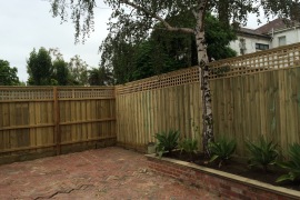 2.5m Timber fence with lattice and double sleeper Internal